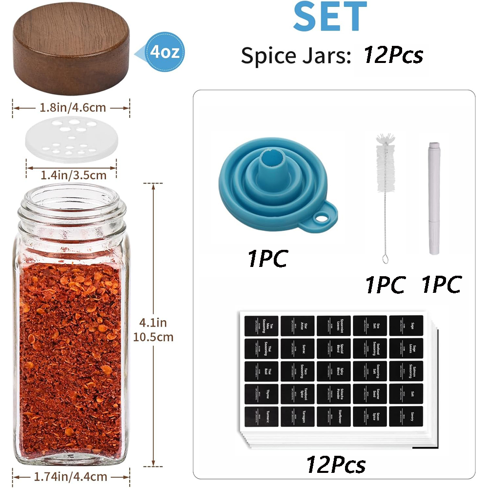 12Pcs Glass Spice Jars with La - Woodworking Basics recension och pris